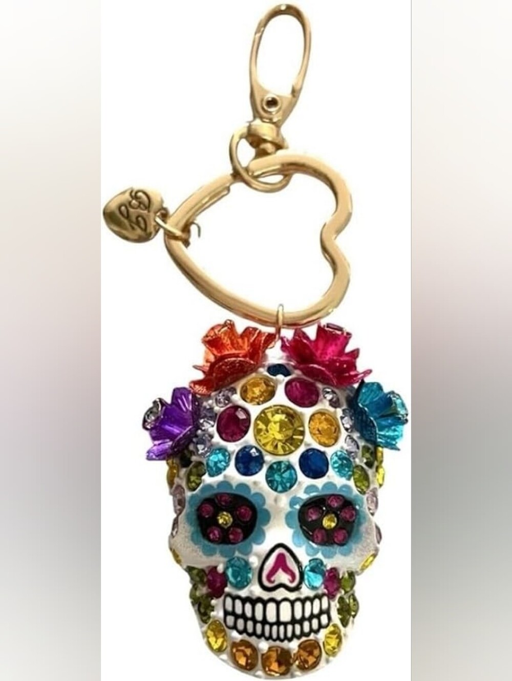 Betsey Johnson Gorgeous Sugar Skull Keychain Bag Charm